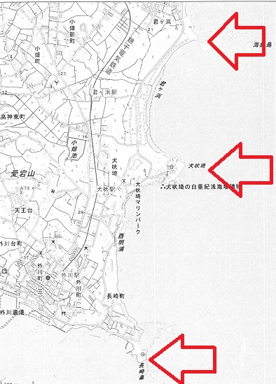 千葉県　最東端　白地図　赤　左　矢印